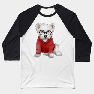 Hipster  Westie Red Sweater Baseball T-Shirt